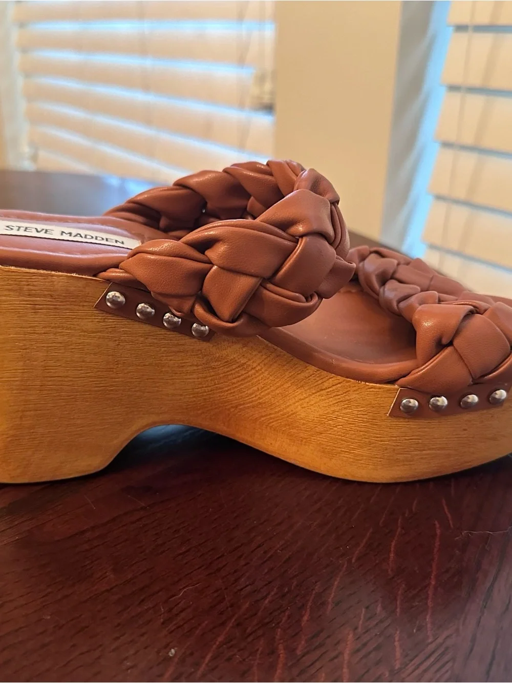 Steve Madden Women's Braided Slide Wedge Sandals in Cognac